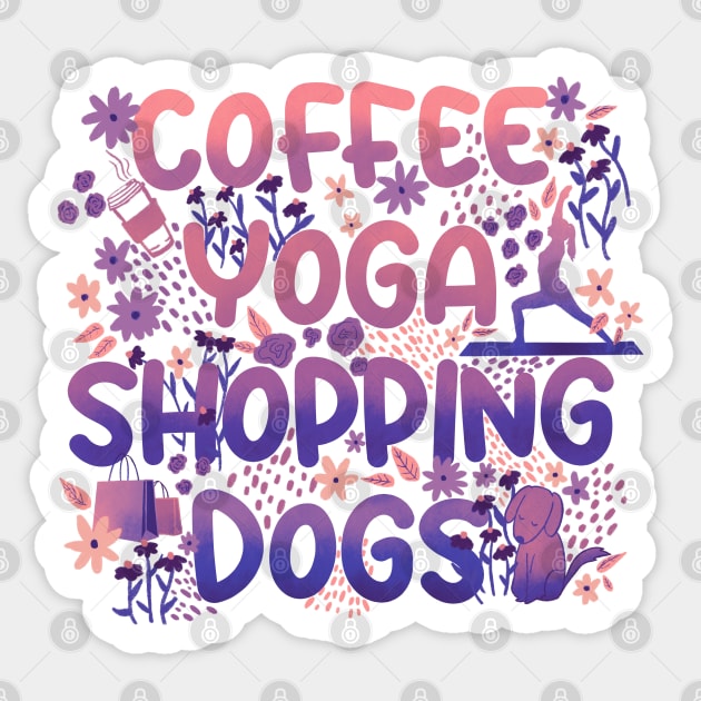 Coffee Yoga Shopping Dogs in Sunset Sticker by Booneb